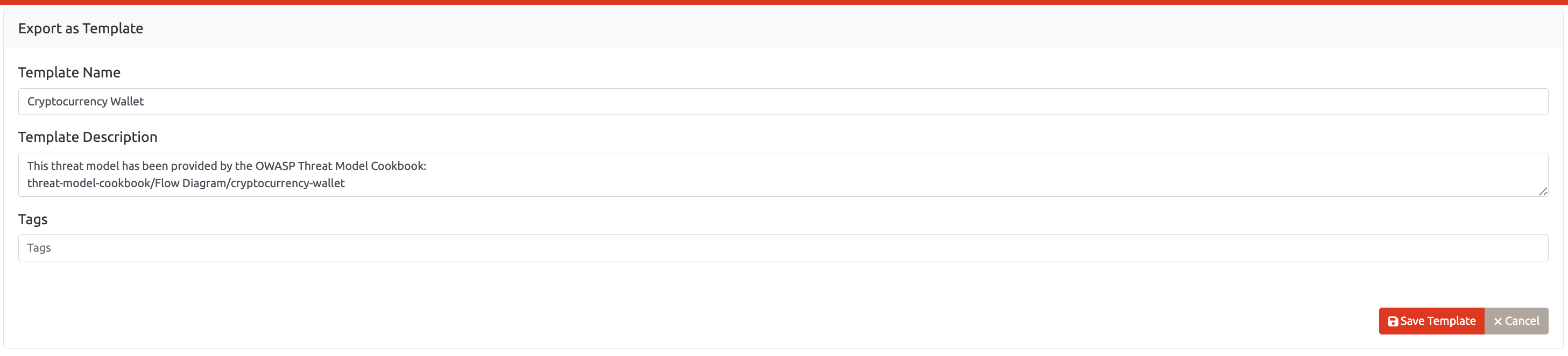 Export template page